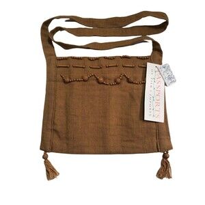 Pier 1 Passports Crossbody Bag Hippie Core Cotton Beads Fringe Vintage NEW